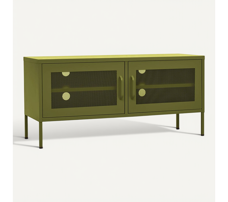 Meuble TV Vert Olive 105x35x50 Cm Acier