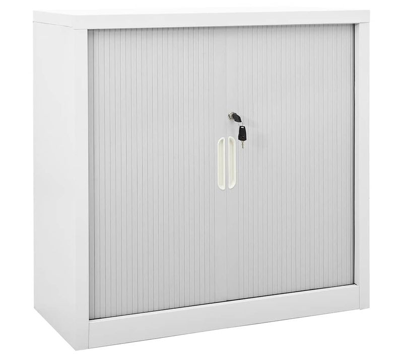 Armoire à Portes Coulissantes Acier Gris 90x40x90 Cm 2 Étagères Réglables Verrou