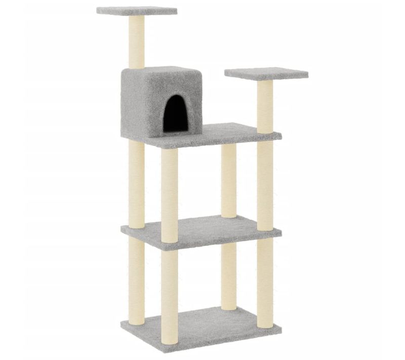 Arbre À Chat Avec Griffoirs En Sisal Gris Clair 118,5 Cm