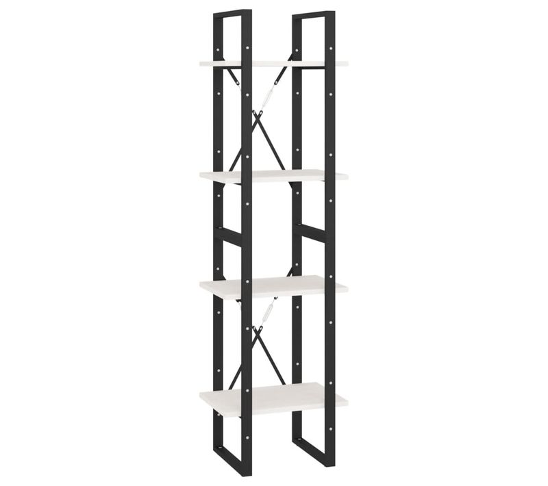 Bibliothèque à 4 Niveaux Blanc 40x30x140 Cm Bois De Pin Massif