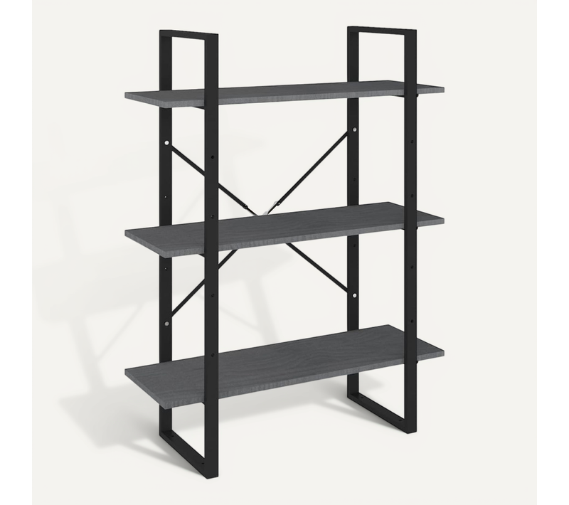 Bibliothèque À 3 Niveaux Gris 80x30x105 Cm Bois De Pin Massif