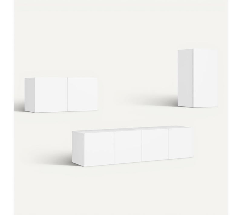 Ensemble De Meuble TV 4 PCs Blanc Aggloméré