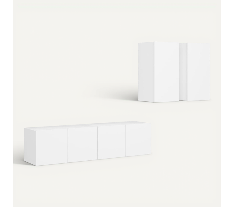 Ensemble De Meuble TV 4 Pièces Blanc Aggloméré