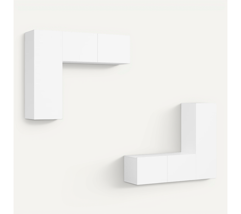 Ensemble De Meubles TV 4 PCs Blanc Aggloméré