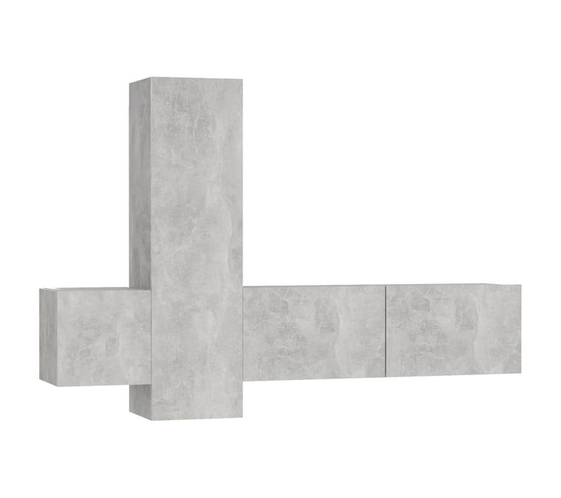 Ensemble De Meubles TV 3 PCs Gris Béton Aggloméré
