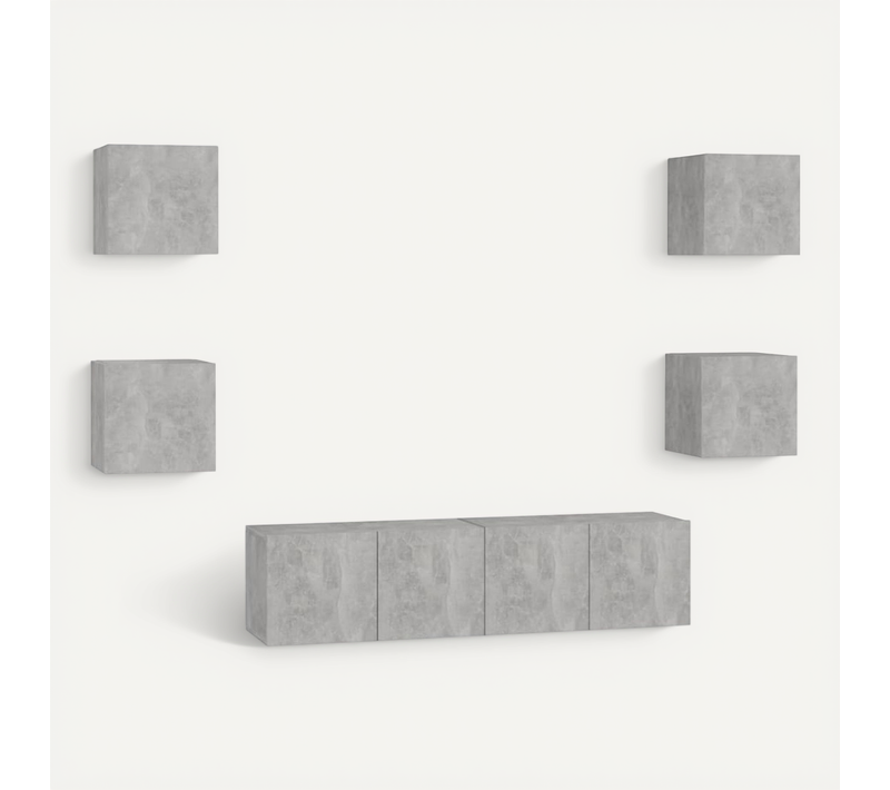 Ensemble De Meubles TV 6 Pièces Gris Béton Aggloméré