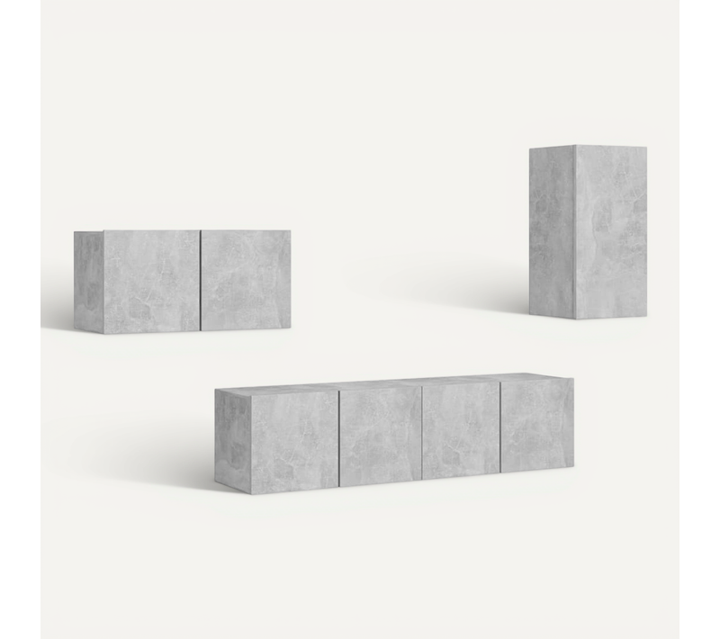 Ensemble De Meubles TV 4 Pièces Gris Béton Bois Contreplaqué