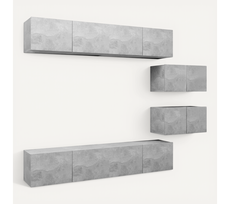 Ensemble De Meuble TV 6 Pièces Gris Béton Aggloméré