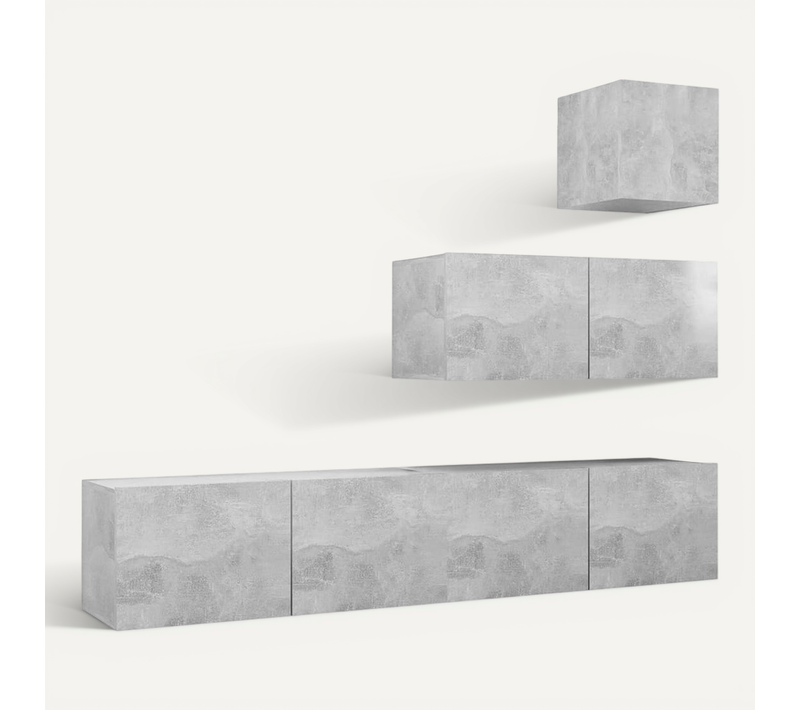 Ensemble De Meuble TV 4 Pièces Gris Béton Aggloméré