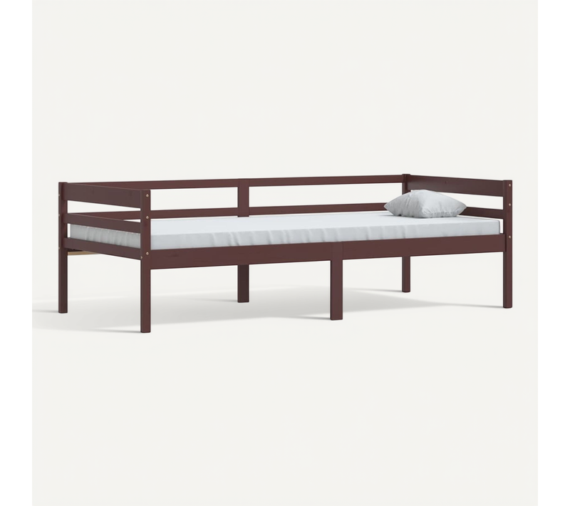 Cadre De Lit Marron Foncé Bois Pin Massif 90x200cm