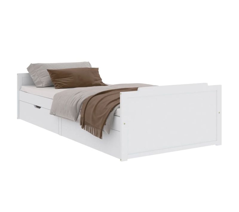 Cadre De Lit Sans Matelas Blanc Bois De Pin Massif 90x200 Cm