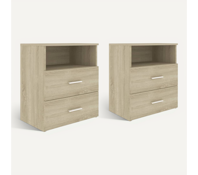 Tables De Chevet 2 Pièces Chêne Sonoma 50x32x60 Cm