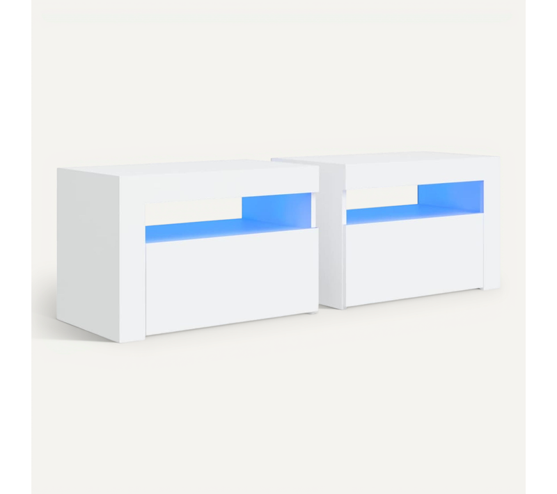 Tables De Chevet 2 Pièces Avec LED Blanc 60x35x40 Cm