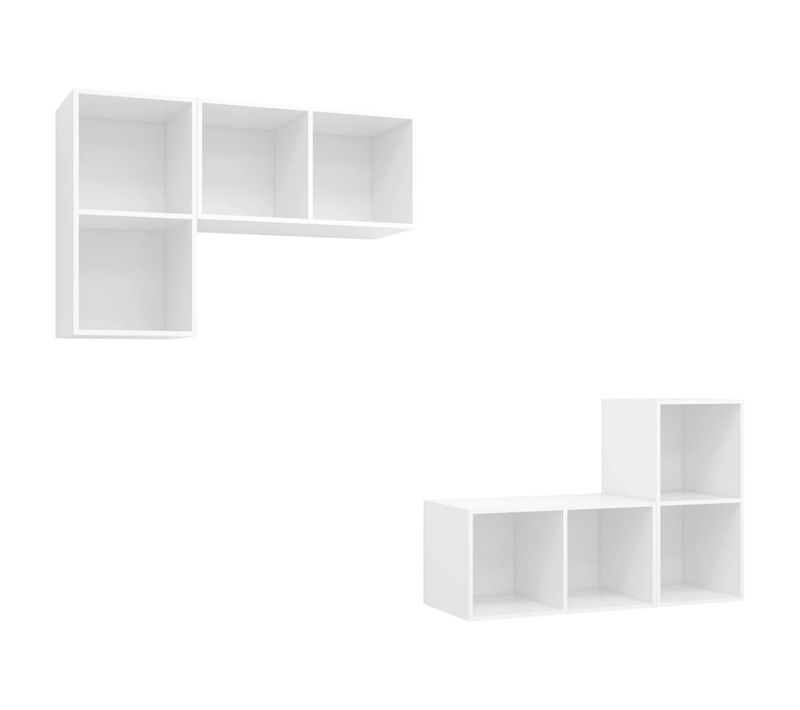 Meubles TV Muraux 4 PCs Blanc Aggloméré