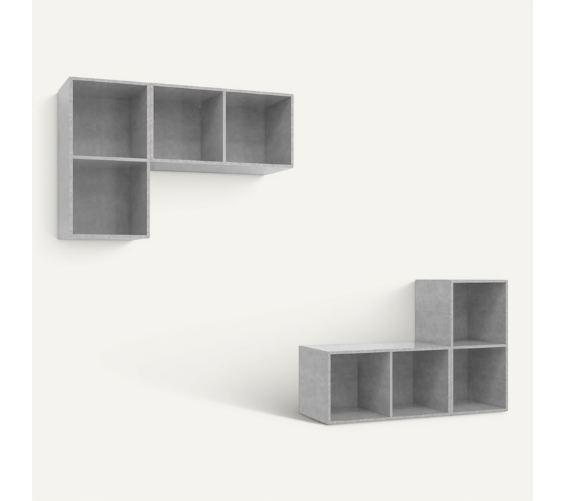 Meubles TV Muraux 4 Pièces Gris Béton Bois Contreplaqué
