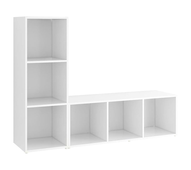 Meubles TV 2 Pièces Blanc 107x35x37 Cm Bois Contreplaqué