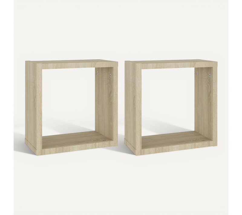 étagères Cube Murales 2 Pièces Chêne Sonoma 30x15x30 Cm