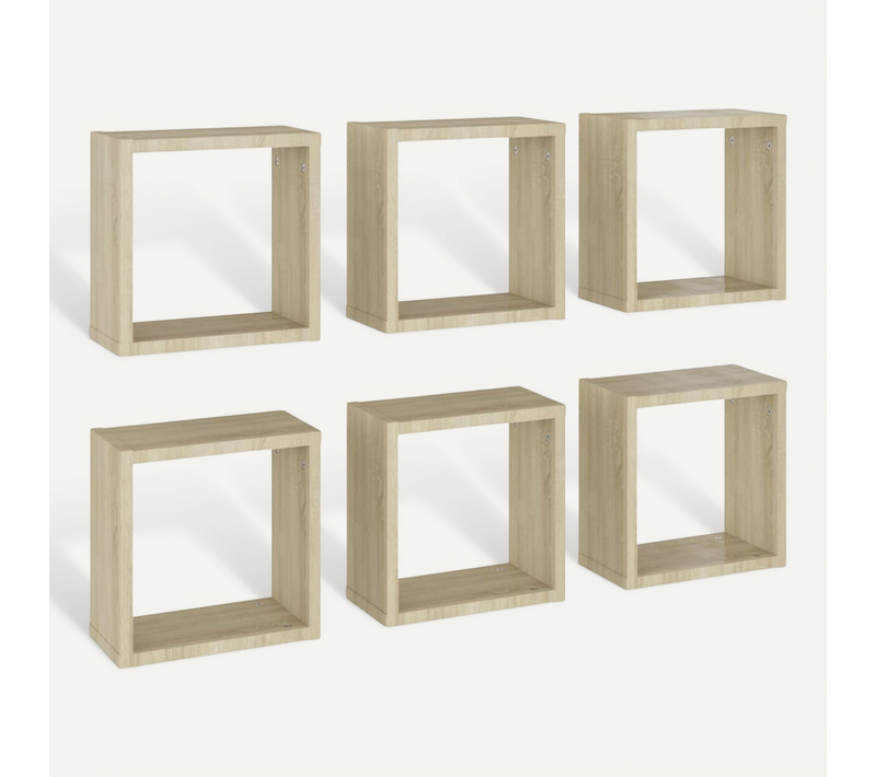 étagères Cube Murales 6 Pièces Chêne Sonoma 30x15x30 Cm