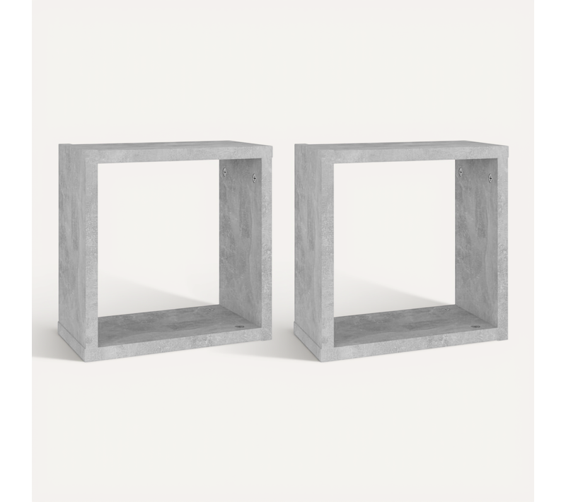 étagères Cube Murales 2 Pièces Gris Béton 30x15x30 Cm