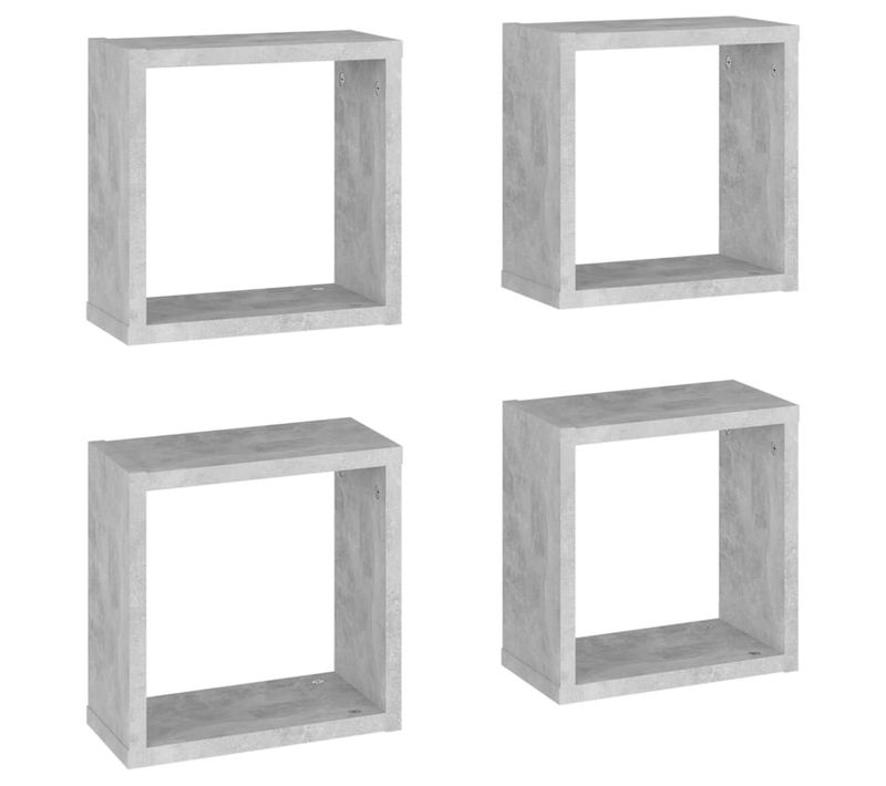 Étagères Cube Murales 4 PCs Gris Béton 30x15x30 Cm