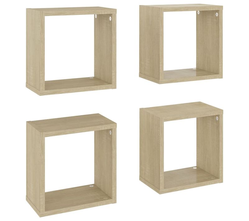 Étagères Cube Murales 4 Pièces Chêne Sonoma 26x15x26 Cm