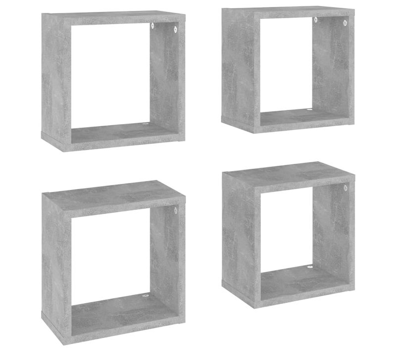 Étagères Cube Murales 4 Pièces Gris Béton 26x15x26 Cm