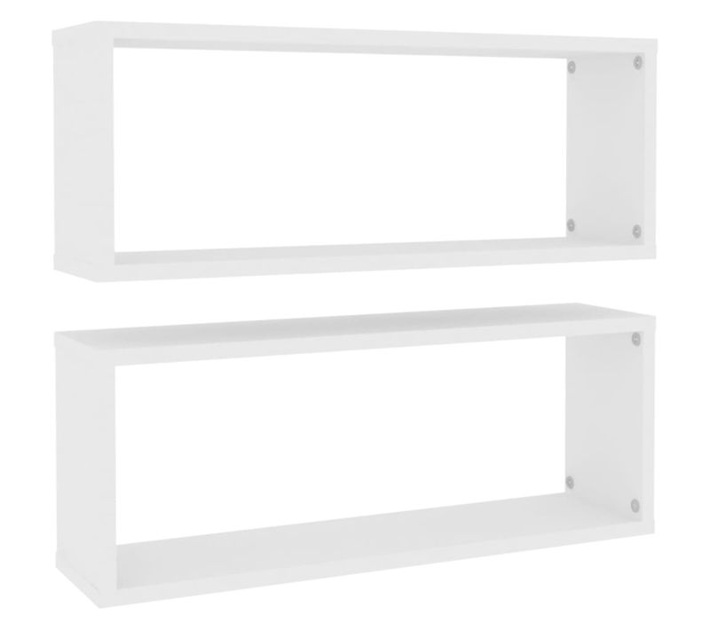 Étagères Murales Cube 2 Pièces Blanc 60x15x23 Cm Bois D’ingénierie