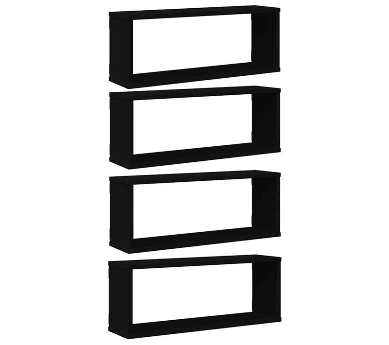Étagères Murales Cube 4 Pièces Noir 60x15x23 Cm Bois D’ingénierie