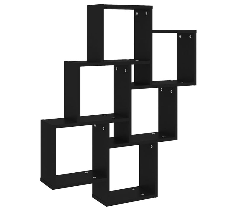 Étagère Murale Cube Noir 78x15x93 Cm Bois D’ingénierie