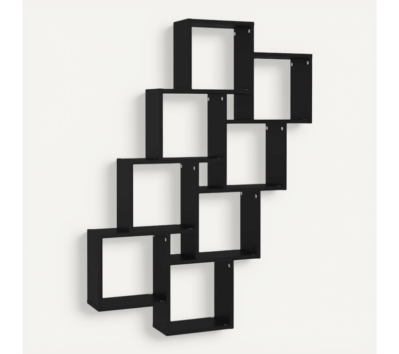 Étagère Murale Cube Noir 90x15x119 Cm Bois Contreplaqué