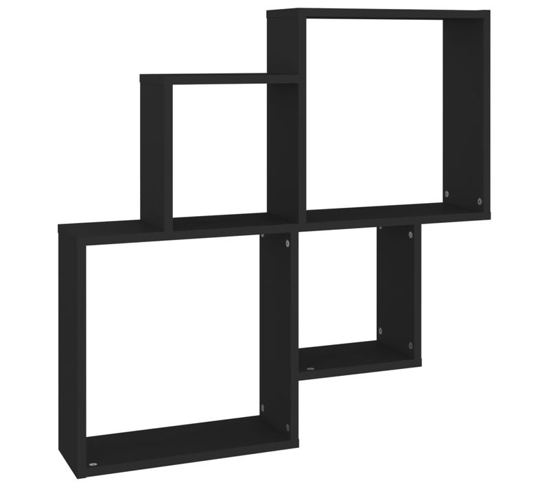 Étagère Murale Cube Noir 80x15x78,5 Cm Bois D’ingénierie