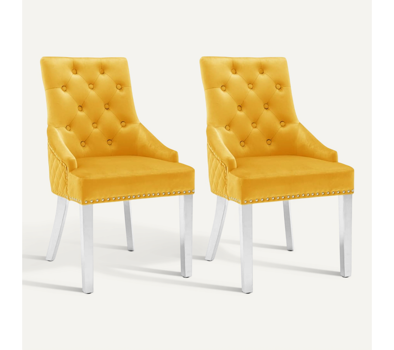 Chaises À Manger Lot De 2 Jaune Velours