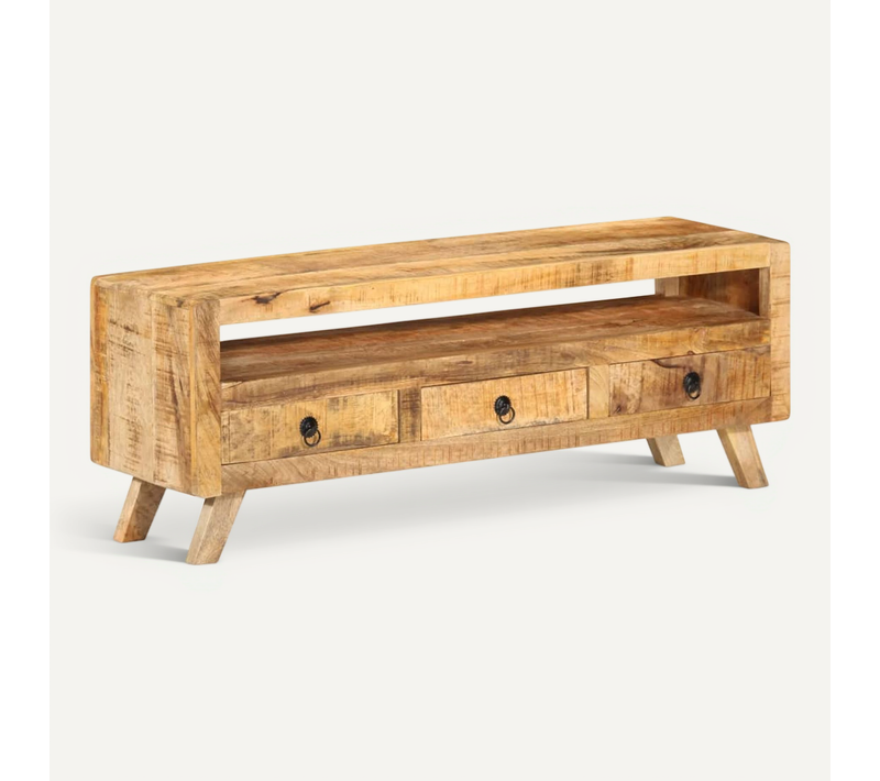 Meuble TV 110x30x40 Cm Bois Massif De Manguier