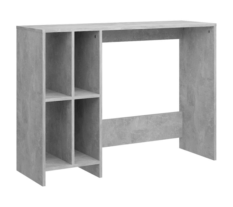 Bureau Pour Ordinateur Portable 102,5x35x75 Cm Gris Béton Design Et Élégant 2 Étagères