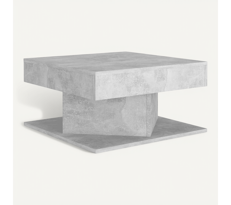 Table Basse Carré Gris Béton 57x57x30 Cm Bois D'ingénierie Table D'appoint Canapé Salon