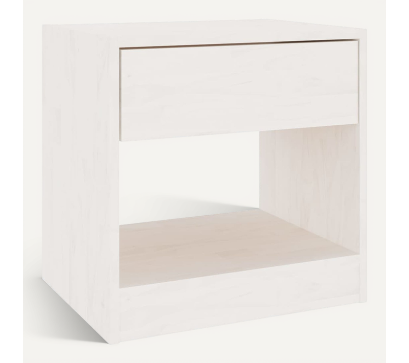 Table De Chevet Blanc 40x31x40 Cm Bois De Pin Massif