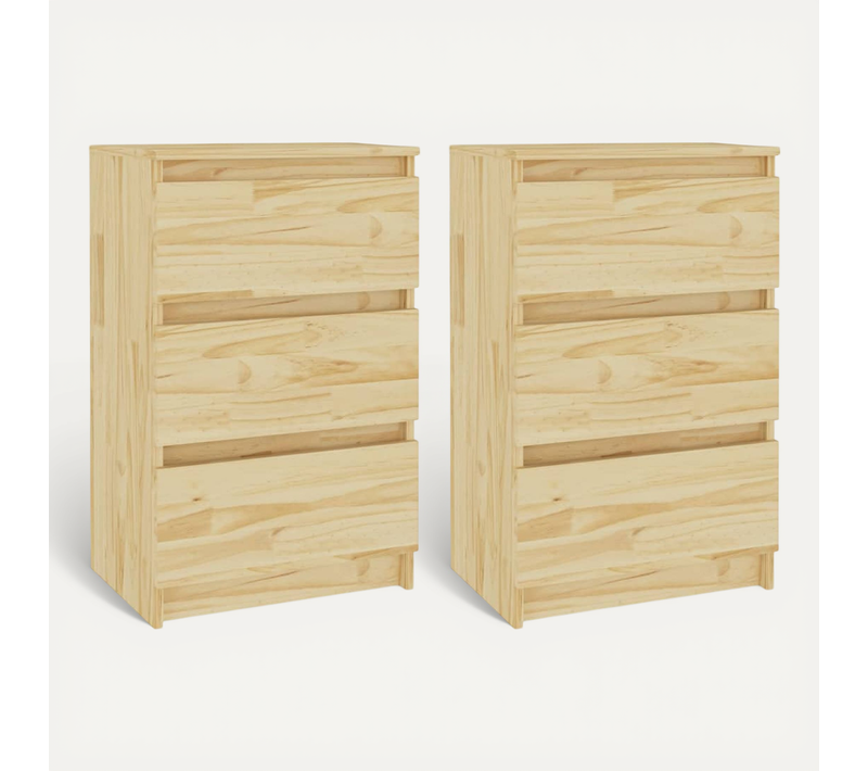 Tables De Chevet 2 Pièces 40x29,5x64 Cm Bois De Pin Solide