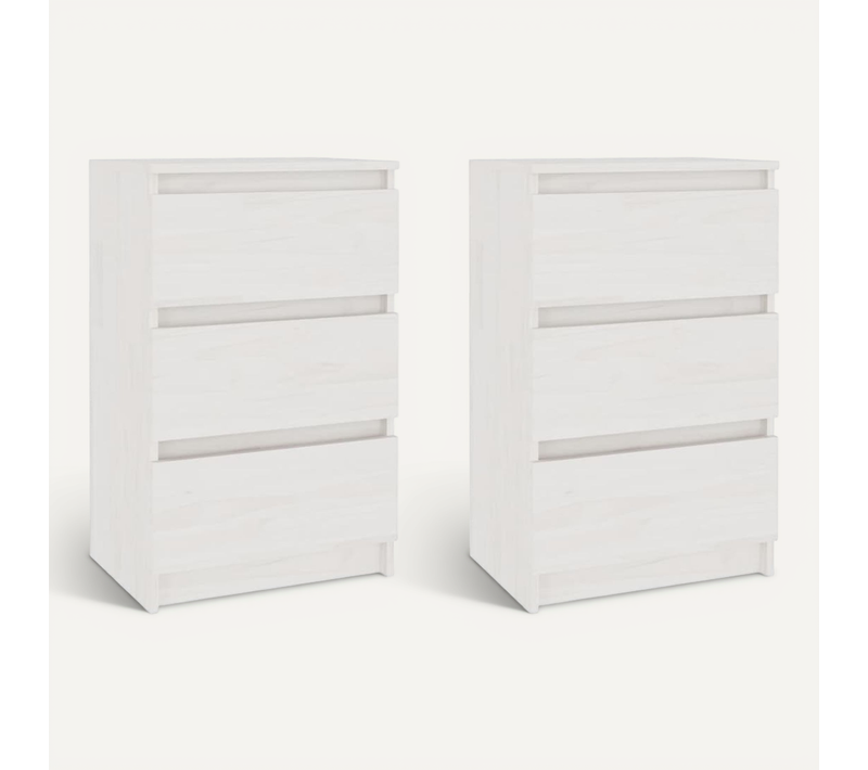Tables De Chevet 2 Pièces Blanc 40x29,5x64 Cm Bois De Pin Solide