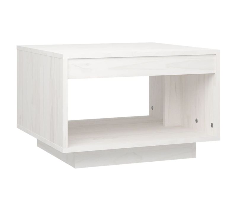 Table Basse Blanc 50x50x33,5 Cm Bois De Pin Massif