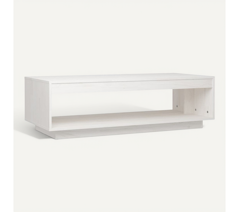 Table Basse Blanc 110x50x33,5 Cm Bois De Pin Massif