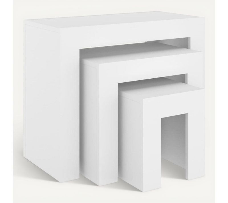 Tables Basses Gigognes 3 Pièces Blanc Bois Contreplaqué