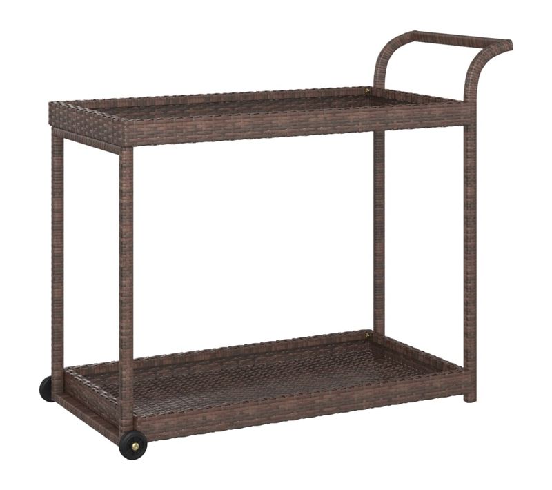 Chariot De Bar Marron 100x45x83 Cm Résine Tressée