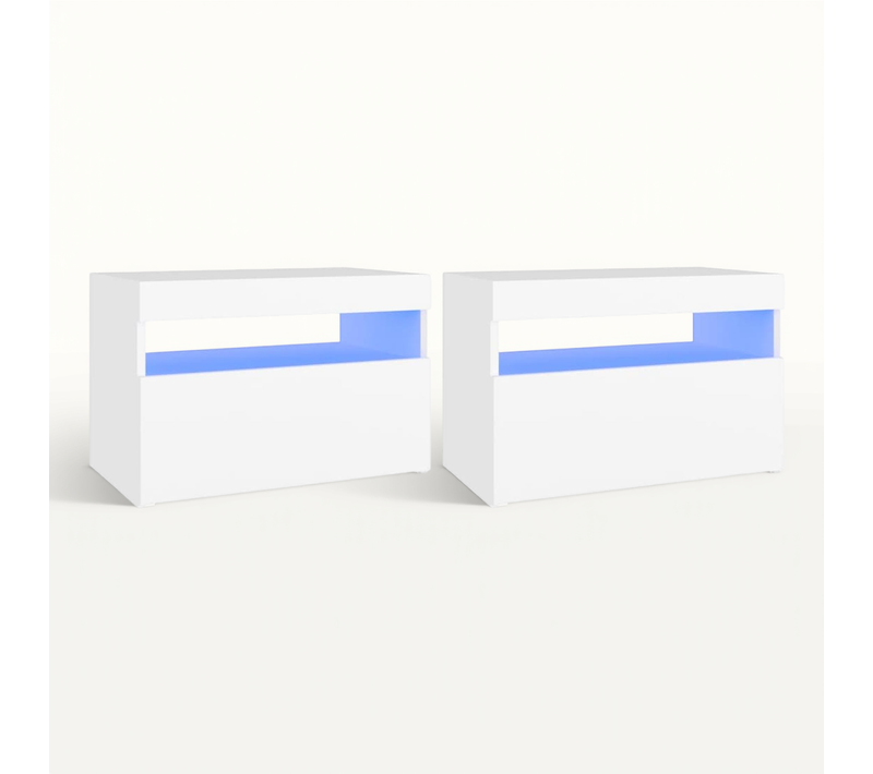 Tables De Chevet Avec Lumières LED 2 Pièces Blanc 60x35x40 Cm