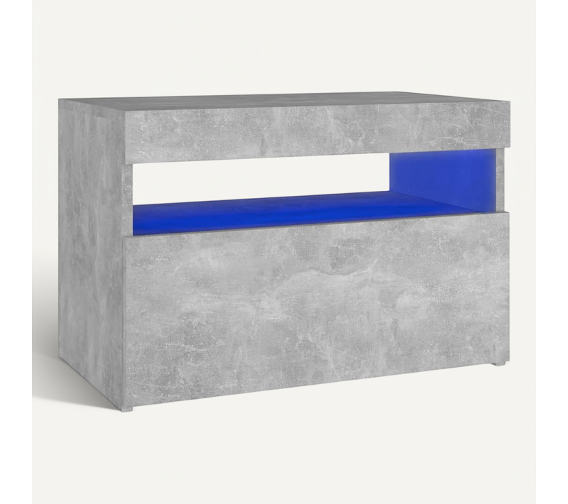 Table De Chevet Avec Lumières LED Gris Béton 60x35x40 Cm