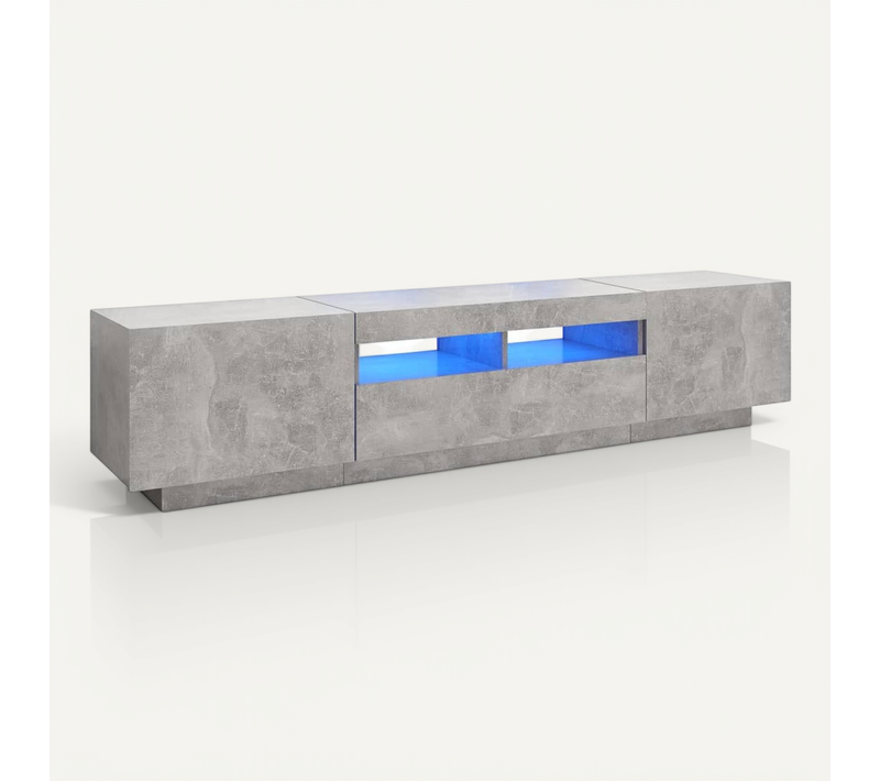 Meuble TV Avec Lumières LED Gris Béton 180x35x40 Cm