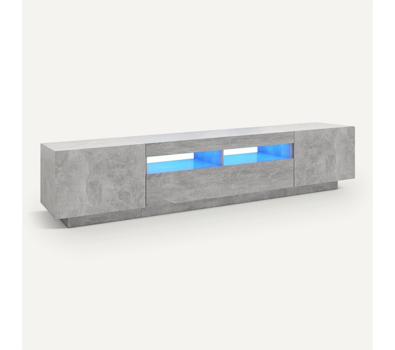 Meuble TV Avec Lumières LED Gris Béton 200x35x40 Cm