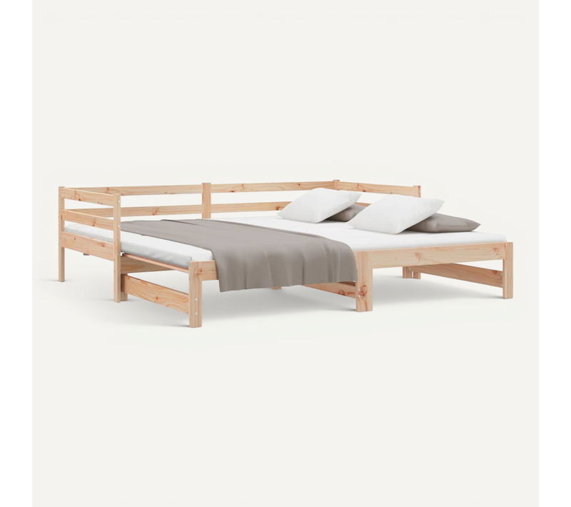 Lit Coulissant 2 Places 2x90x200 Cm Bois Pin Massif Lit Extensible