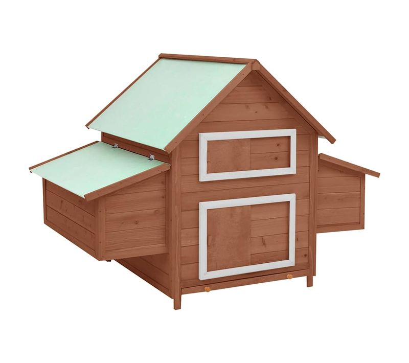 Poulailler Avec Plateau Amovible Boîtes à Nids Moka Blanc 150x96x110 Cm Bois De Sapin Solide
