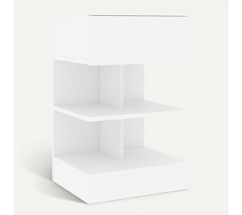 Table De Chevet 40x35x65 Cm Bois Contreplaqué Blanc étagère De Rangement Moderne Et Durable