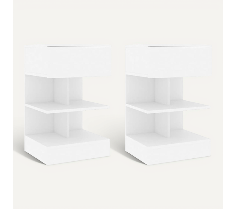 Tables De Chevet 2 Pièces Blanc 40x35x65 Cm Bois D’ingénierie